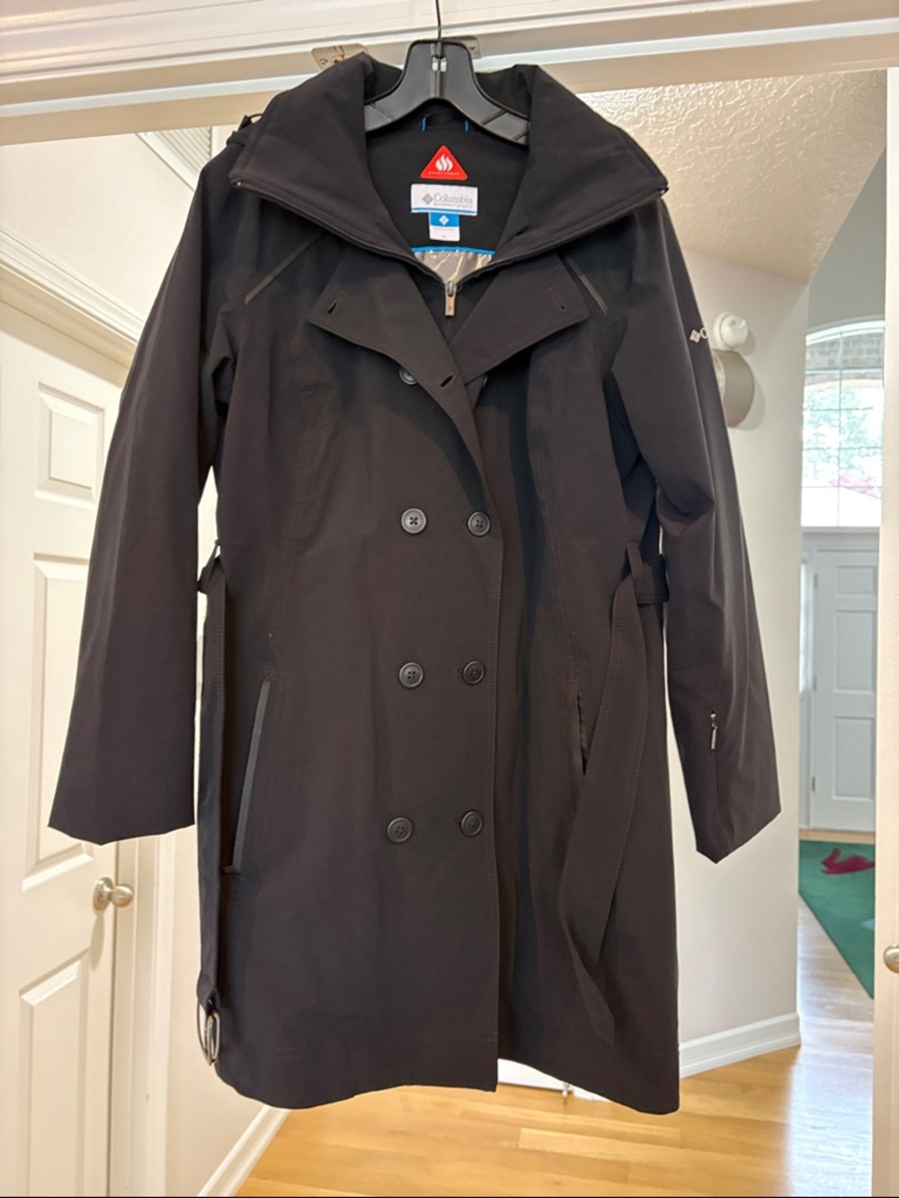 Columbia Women's Black Double-Breasted Waterproof Trench Coat